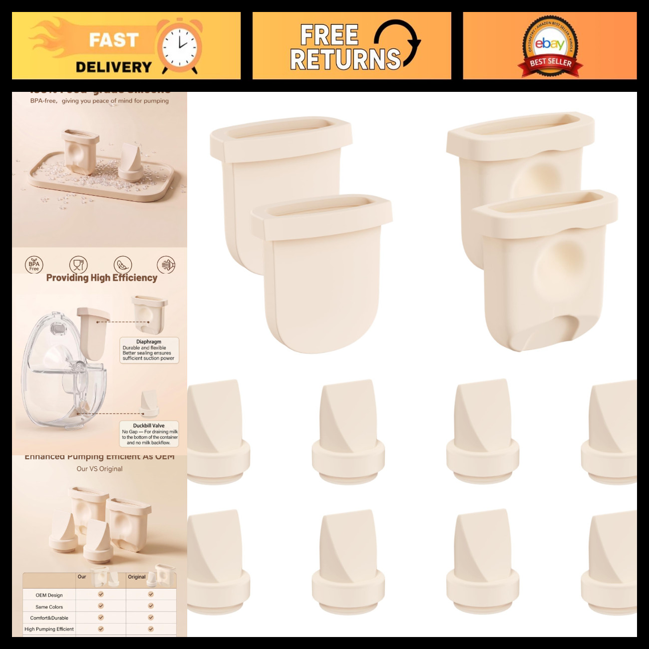 12pcs Breast Pump Replacement Parts, Compatible with Most Pumps, Easy to Install