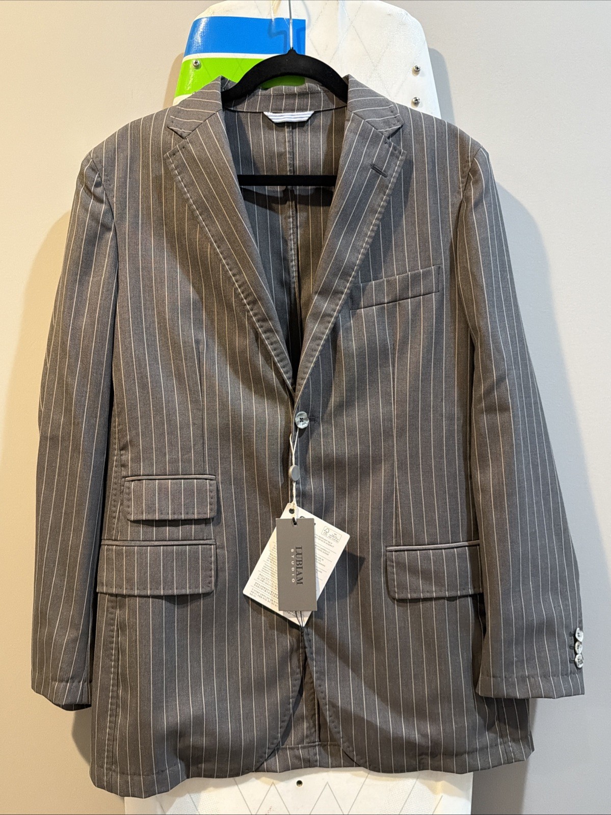 Lubiam Studio Men’s Gray Pinstripe Virgin Wool Blazer Jacket IT 50R
