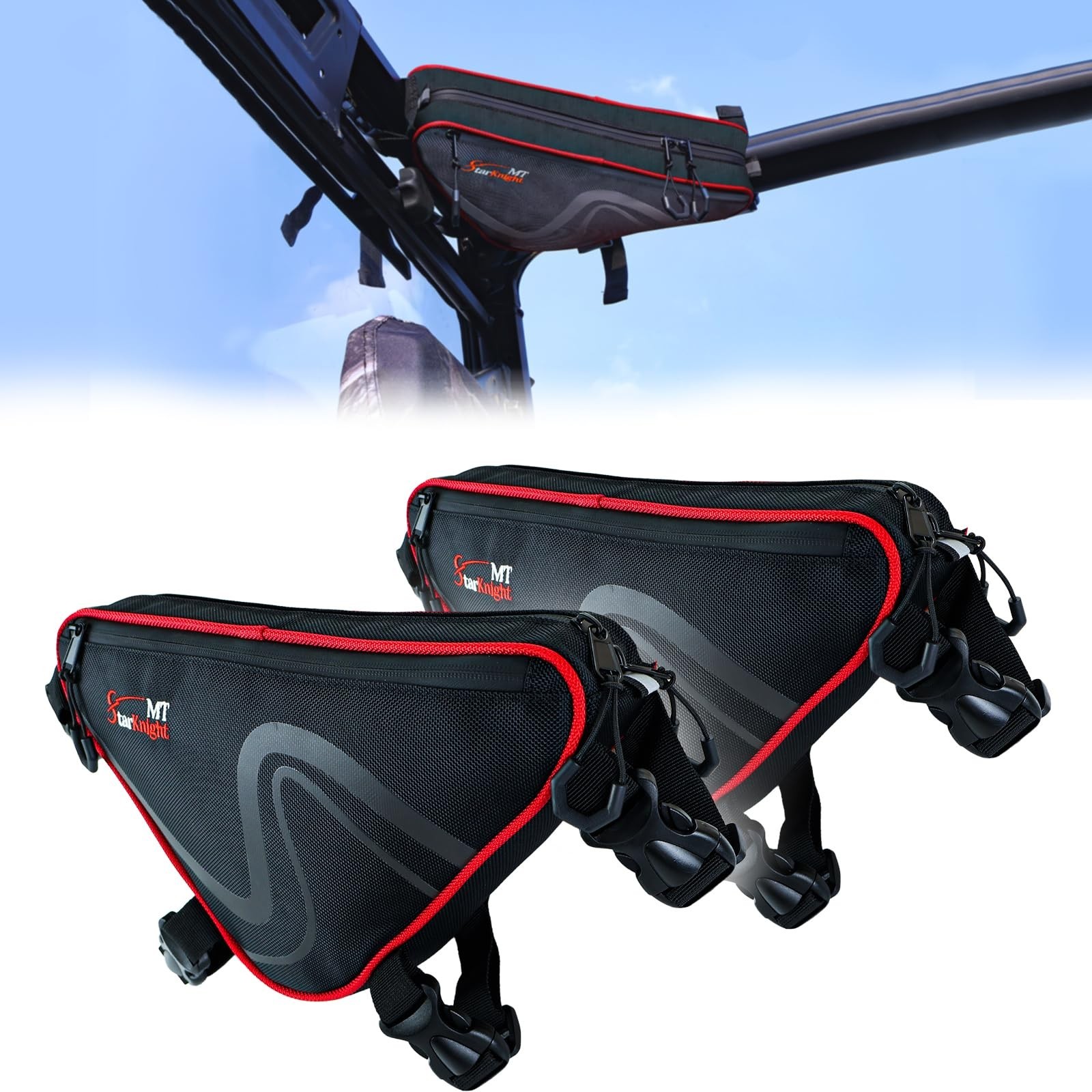 StarknightMT 2 Pcs UTV Roll Bar Bag, Universal Water Resistant SXS Triangle S...
