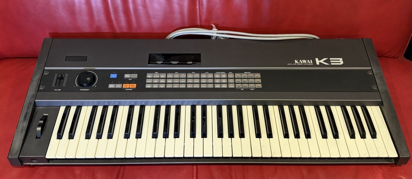 Kawai K3 Digital Wave Memory Synthesizer 61-Key Pitch Wheel Black 1985