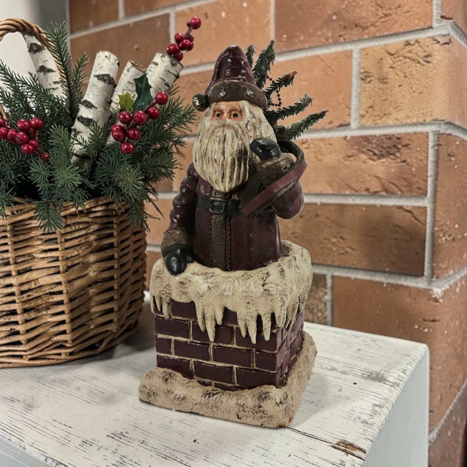 ESC Trading Co. Deborah Graham Rustic Folk Art Santa Chimney Figure Holiday 13 ESC Trading Co. Deborah Graham Rustic Folk Art Santa Chimney Figure Holiday 13