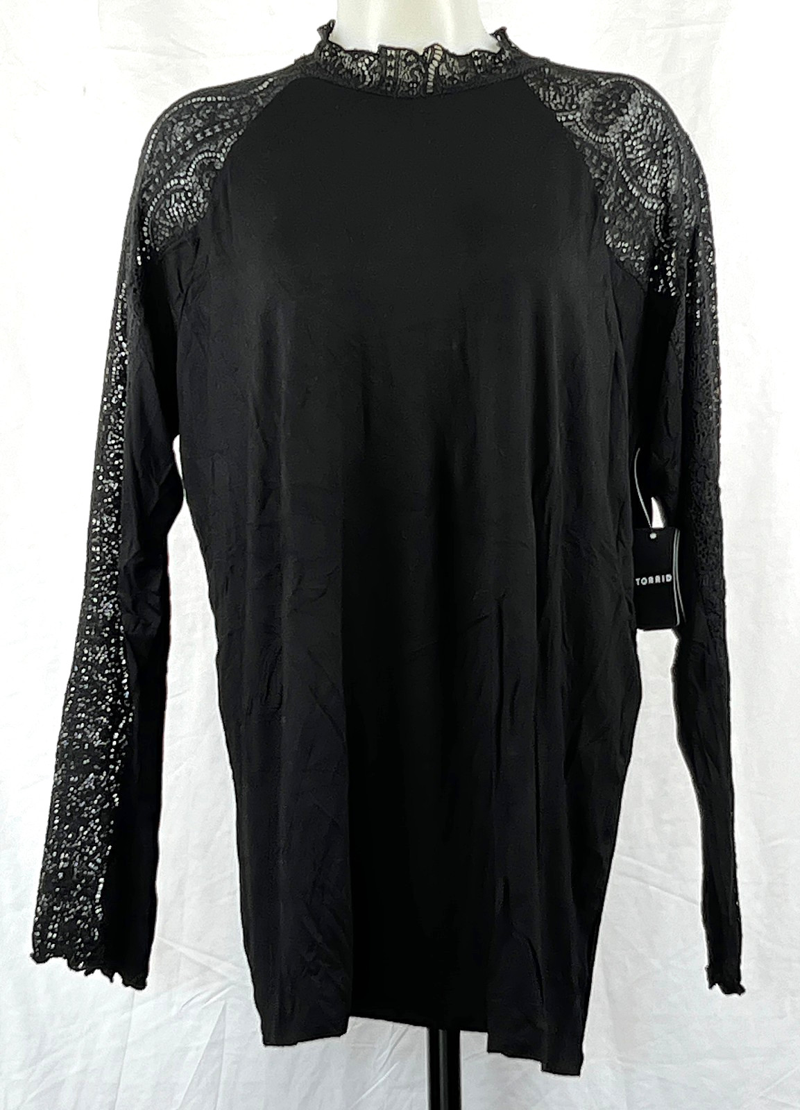 NWT NEW TORRID Super Soft Lace Mock Long Sleeve Black Knit Top 2X (Torrid 2)