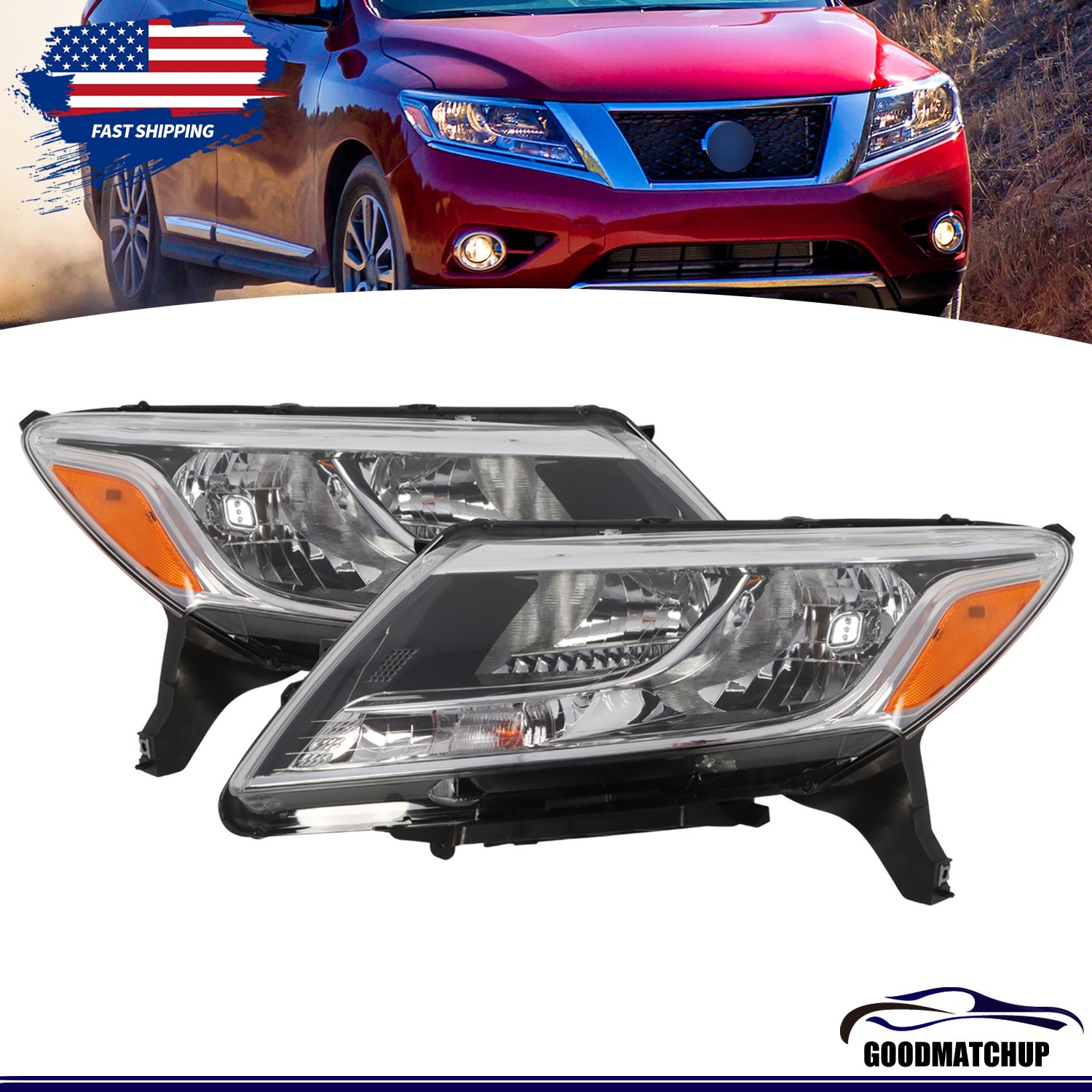 For 2013-2016 Nissan Pathfinder Factory Style Headlights Assembly Headlamps