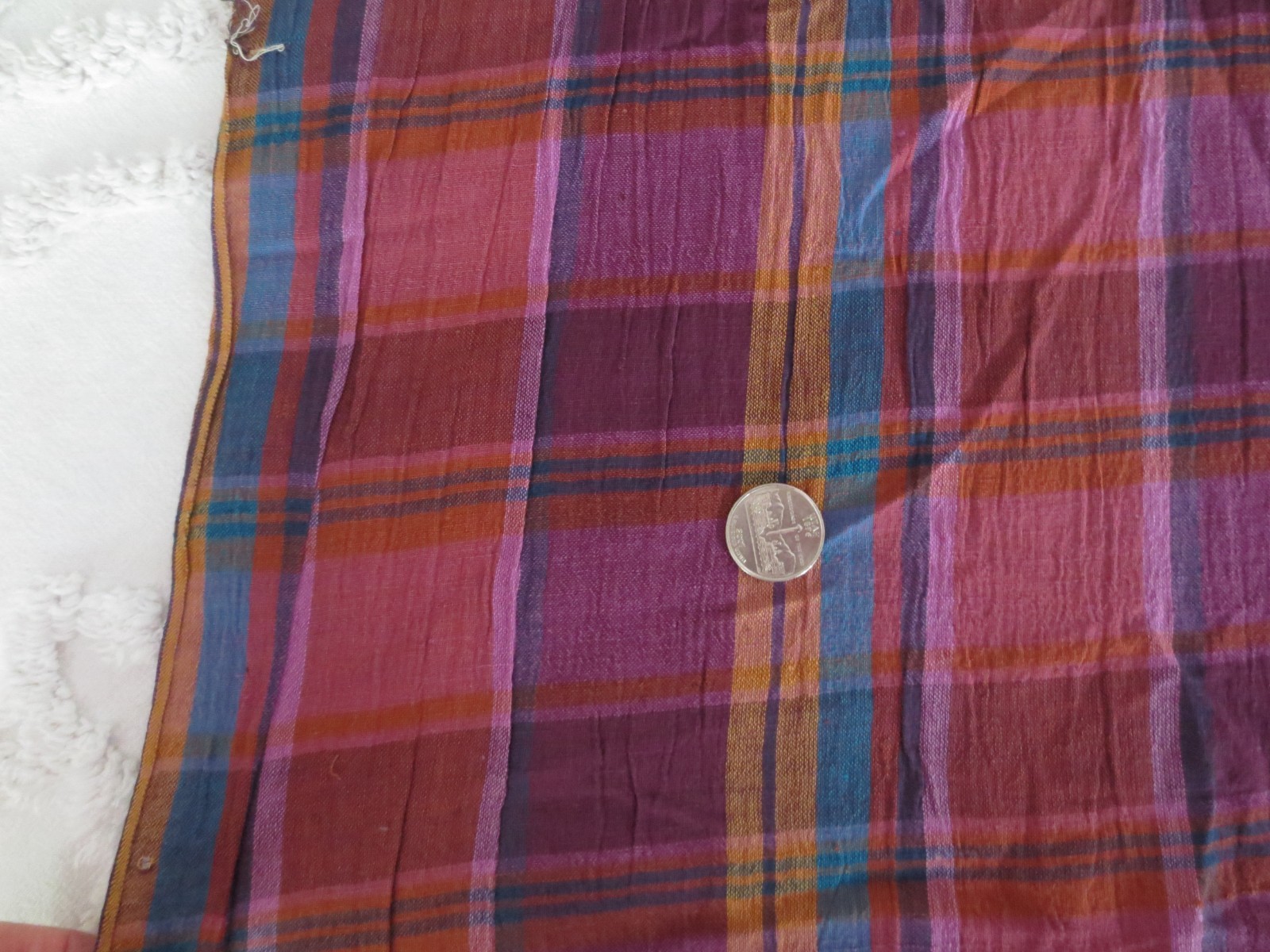 5240. Semi-Sheer MULTICOLOR PLAID Apparel, Craft COTTON FABRIC - 40\