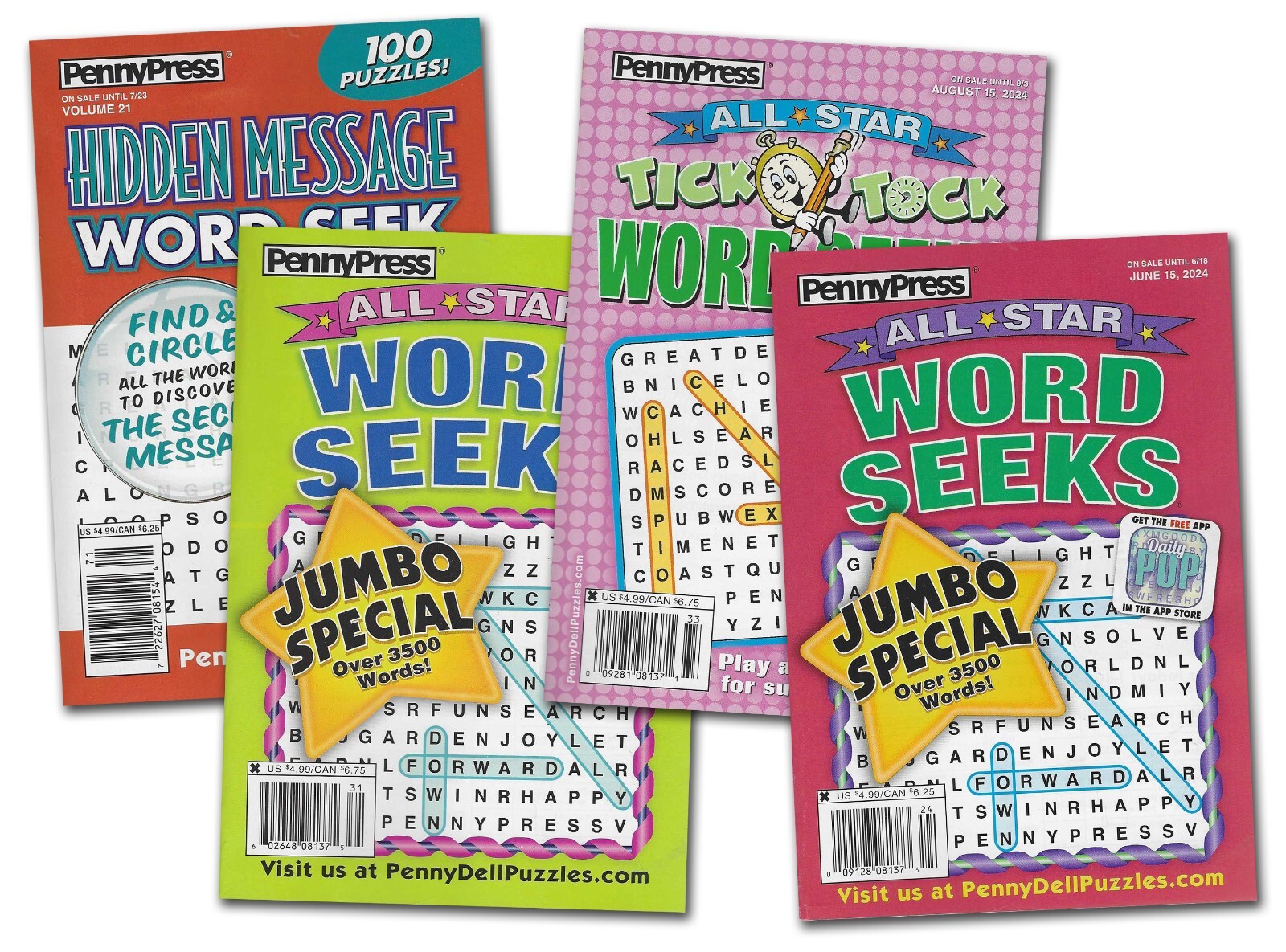 Penny Press Word Seek Digest Size Puzzle Books. Four Books Over 390 Puzzles Penny Press Word Seek Digest Size Puzzle Books. Four Books Over 390 Puzzles