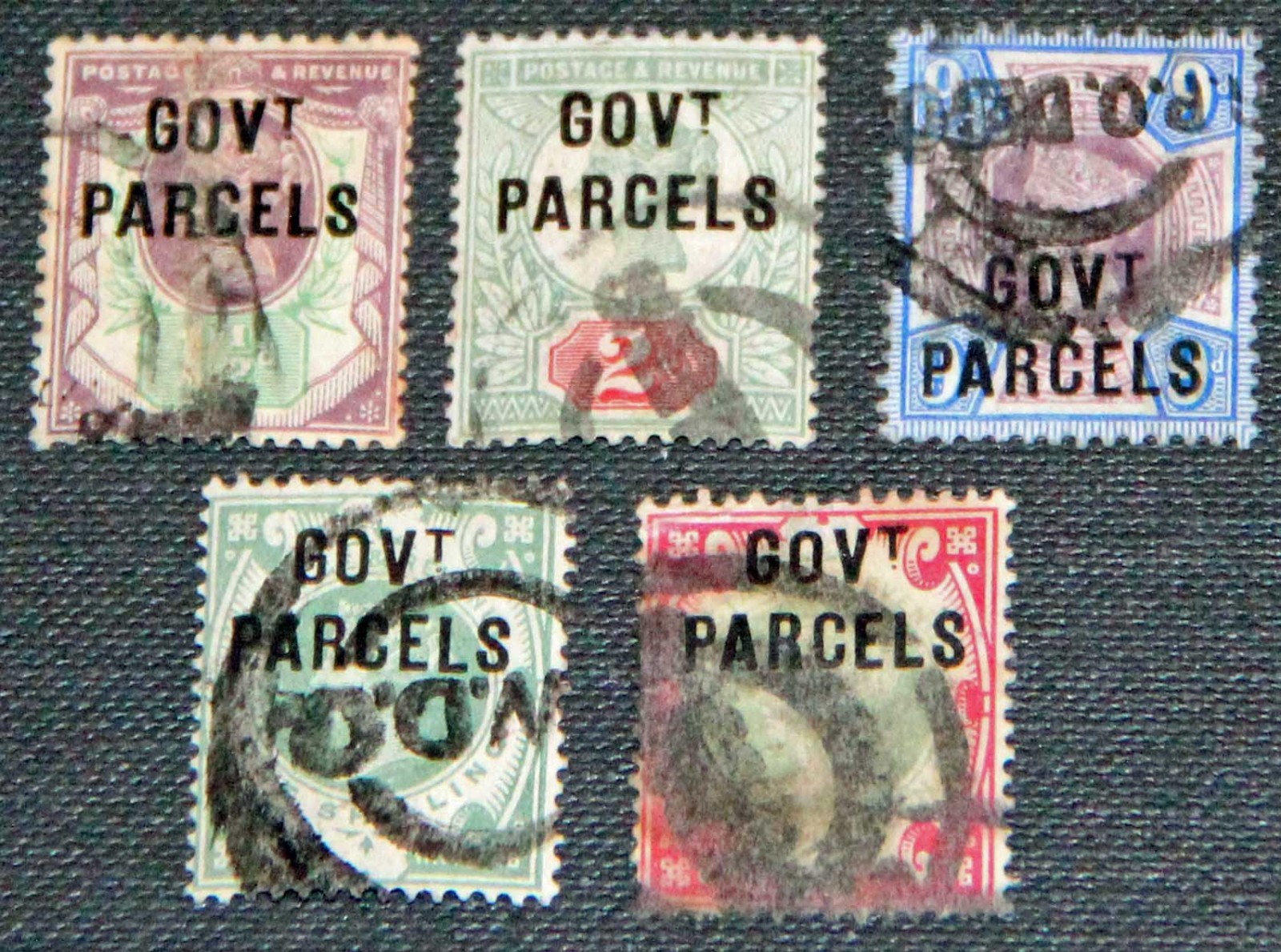 GB QV 1887 Jubilee set of 5 GovT Parcels Overprints O65, O70, O67, O68, O72 Used GB QV 1887 Jubilee set of 5 GovT Parcels Overprints O65, O70, O67, O68, O72 Used