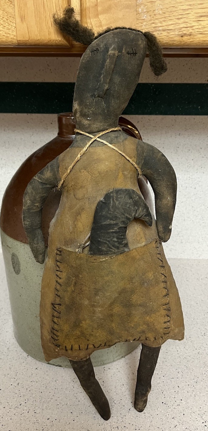 Primitive Handmade Black Doll With Crow In Pocket Primitive Handmade Black Doll With Crow In Pocket