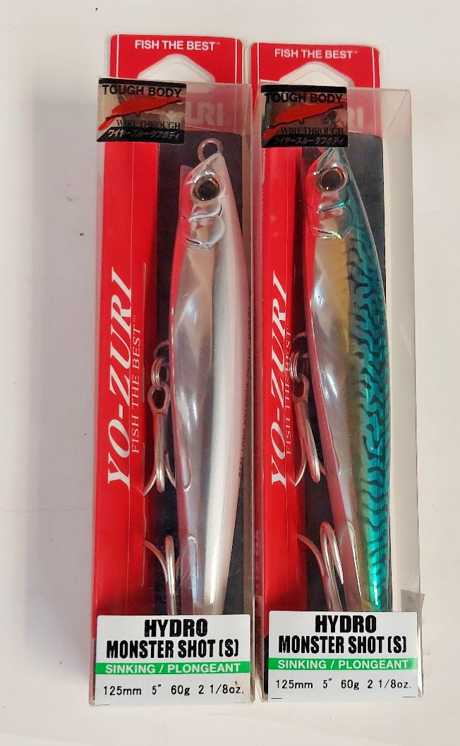 Lot of 2 - YO-ZURI Hydro Monster Shot 125mm - White Silver, Green Mackerel Lot of 2 - YO-ZURI Hydro Monster Shot 125mm - White Silver, Green Mackerel