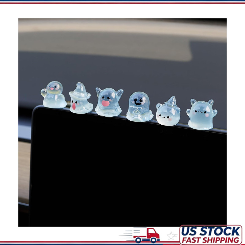 Glowing Ghost Car Decor Set, 6PCS Cute Rearview Mirror Hanging Ornament, Spooky Glowing Ghost Car Decor Set, 6PCS Cute Rearview Mirror Hanging Ornament, Spooky
