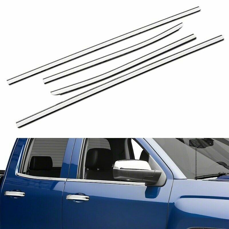 Fit 2015-2019 Chevy Silverado + GMC Sierra 2500 Double Cab Stainless Window Sill Fit 2015-2019 Chevy Silverado + GMC Sierra 2500 Double Cab Stainless Window Sill