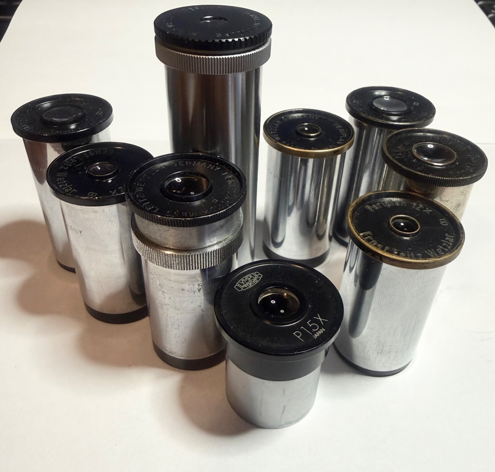 ANTIQUE LOT 9- LEITZ WETZLAR 1-LICHTEINSTELUPE EYEPIECE  MICROSCOPE PARTS