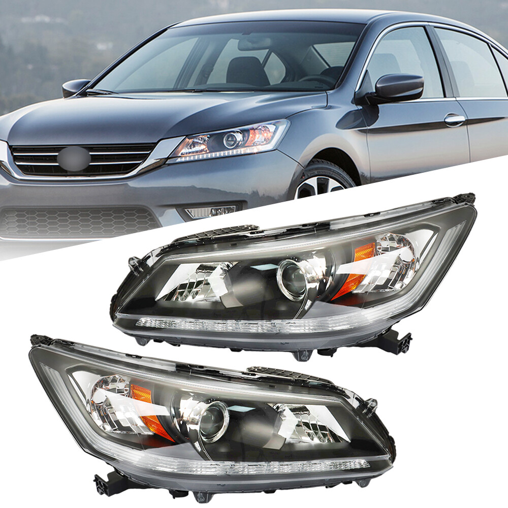 Headlight For Honda Accord 2013-2015 Halogen w/LED DRL Right+Left Pair Headlamps