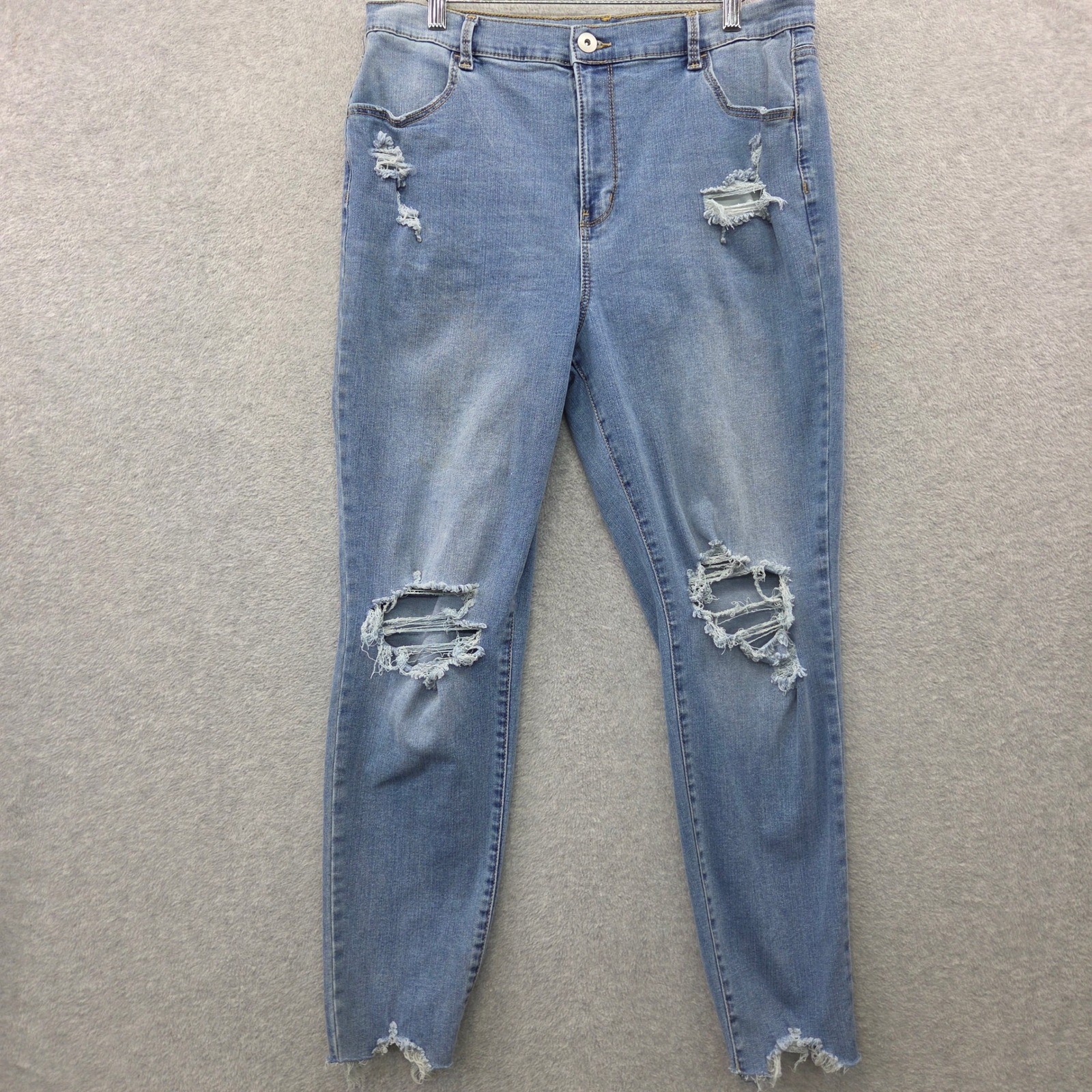Y2K Mall Girl DISTRESSED STRETCH High Rise NO BOUNDARIES Skinny Jeans Women 17