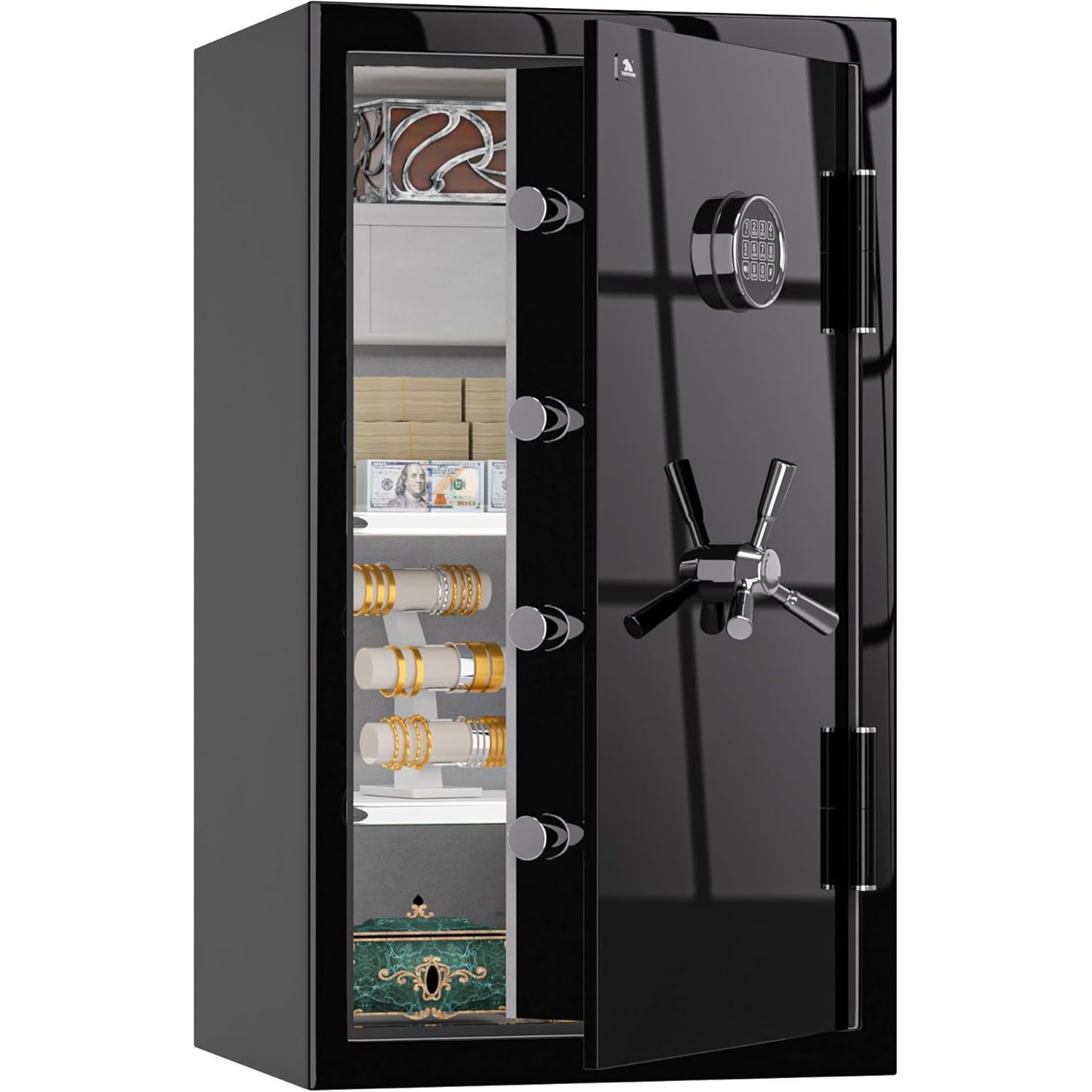 Large Fireproof Waterproof Safe 8.78 Cu Ft Digital Keypad Black TIGERKING New