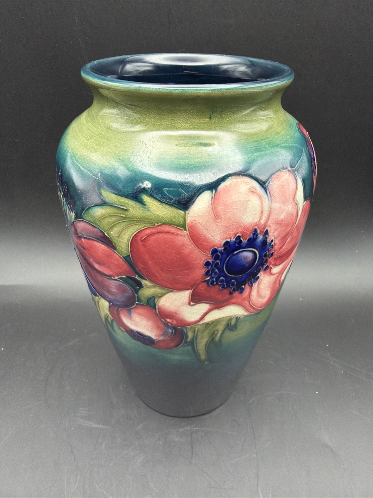 Vintage Walter Moorcroft Anemone Art Pottery Vase 8.5” Signed England