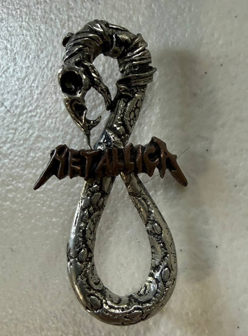 RARE Vintage 1992 Metallica Snake Pin Don\'t Tread On Me Brockum Poker UK Pewter