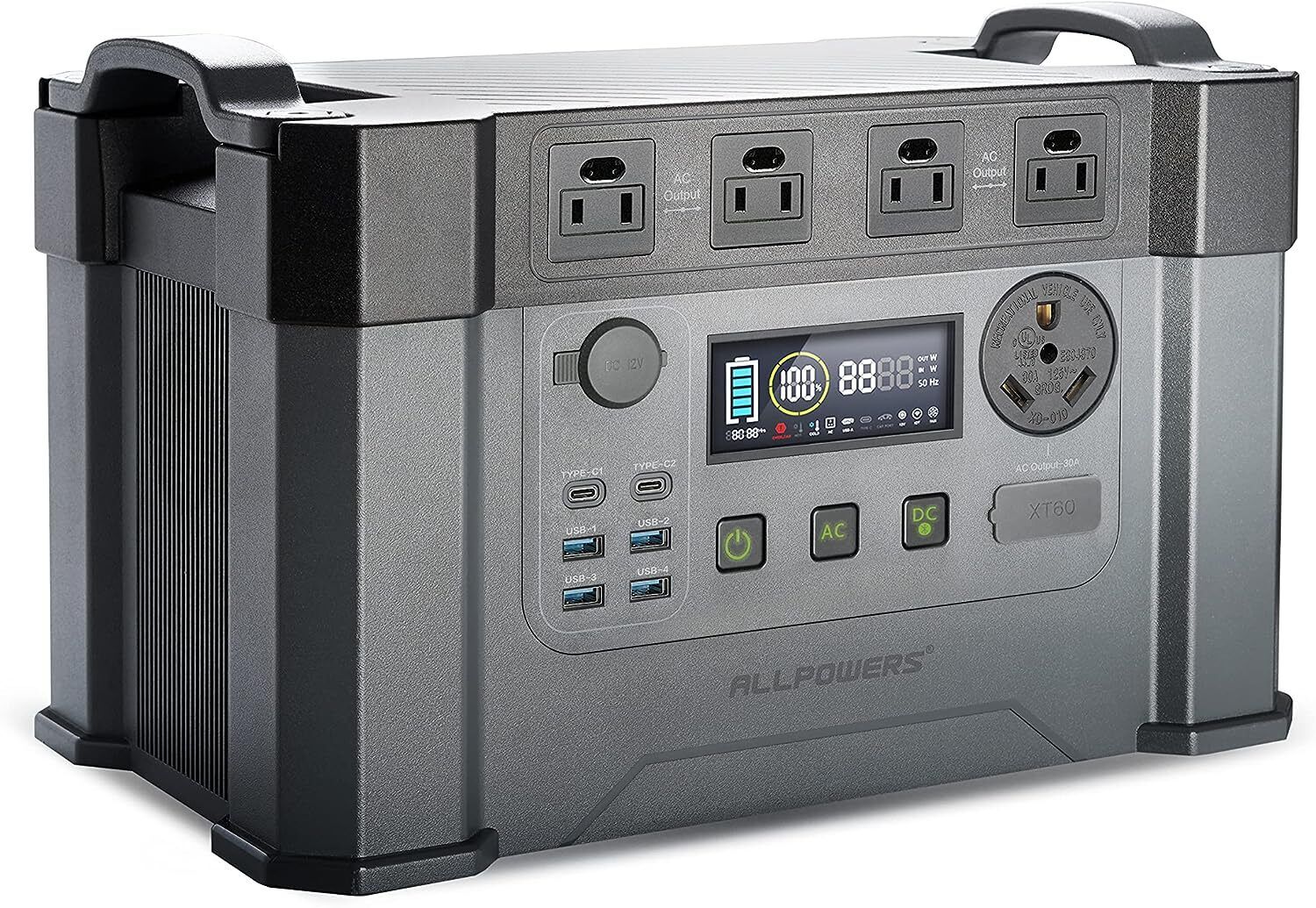 ALLPOWERS 2400W Powerstation 1500WH AC USB-Port 30A RV For Camping Outdoor Use