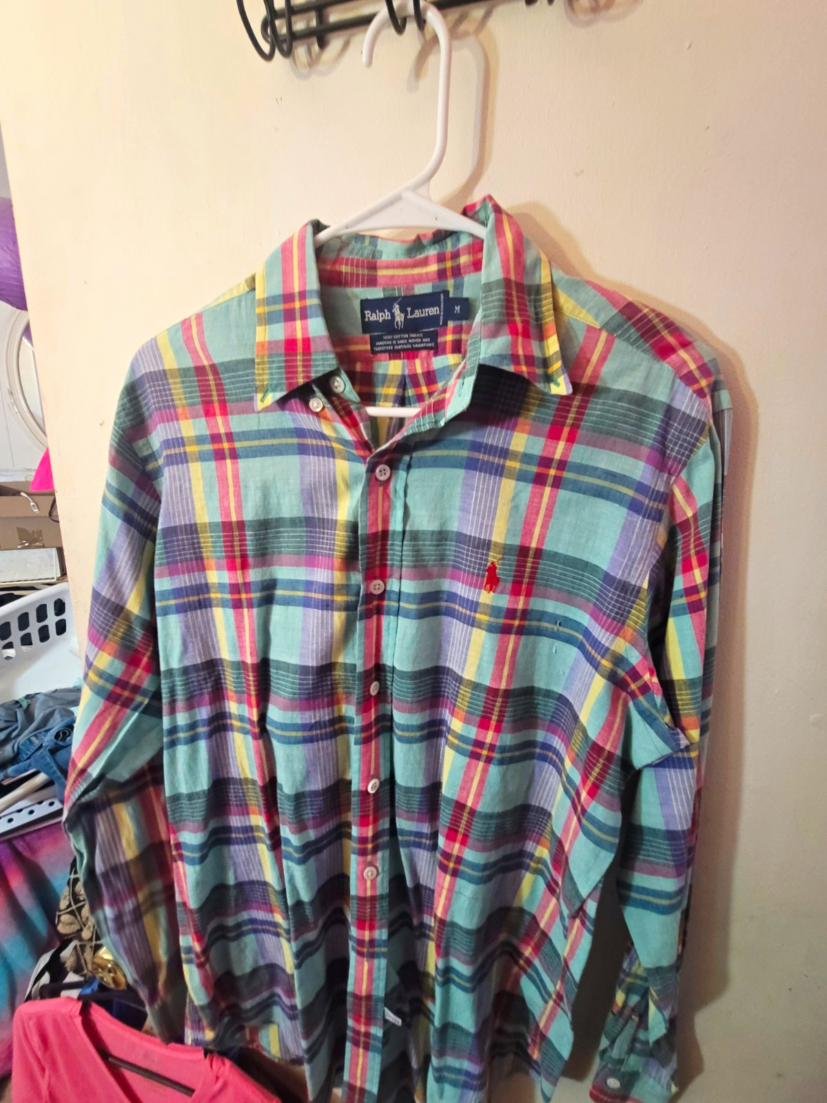 Vintage Polo Ralph Lauren Mens M Madras Plaid Shirt Long Sleeve Hand Woven Pony Vintage Polo Ralph Lauren Mens M Madras Plaid Shirt Long Sleeve Hand Woven Pony