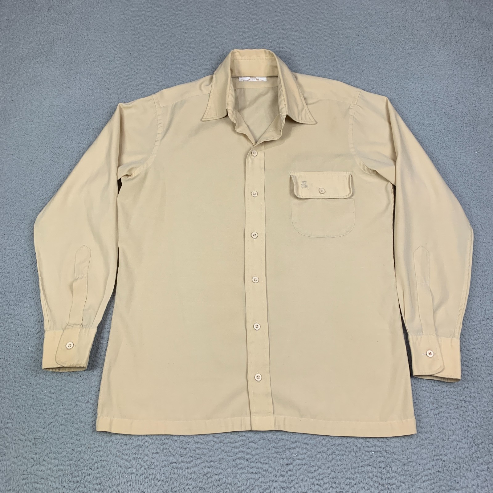 Vintage 70s COUNTESS MARA Shirt Mens Medium Tan Beige Disco Long Sleeve Vintage 70s COUNTESS MARA Shirt Mens Medium Tan Beige Disco Long Sleeve