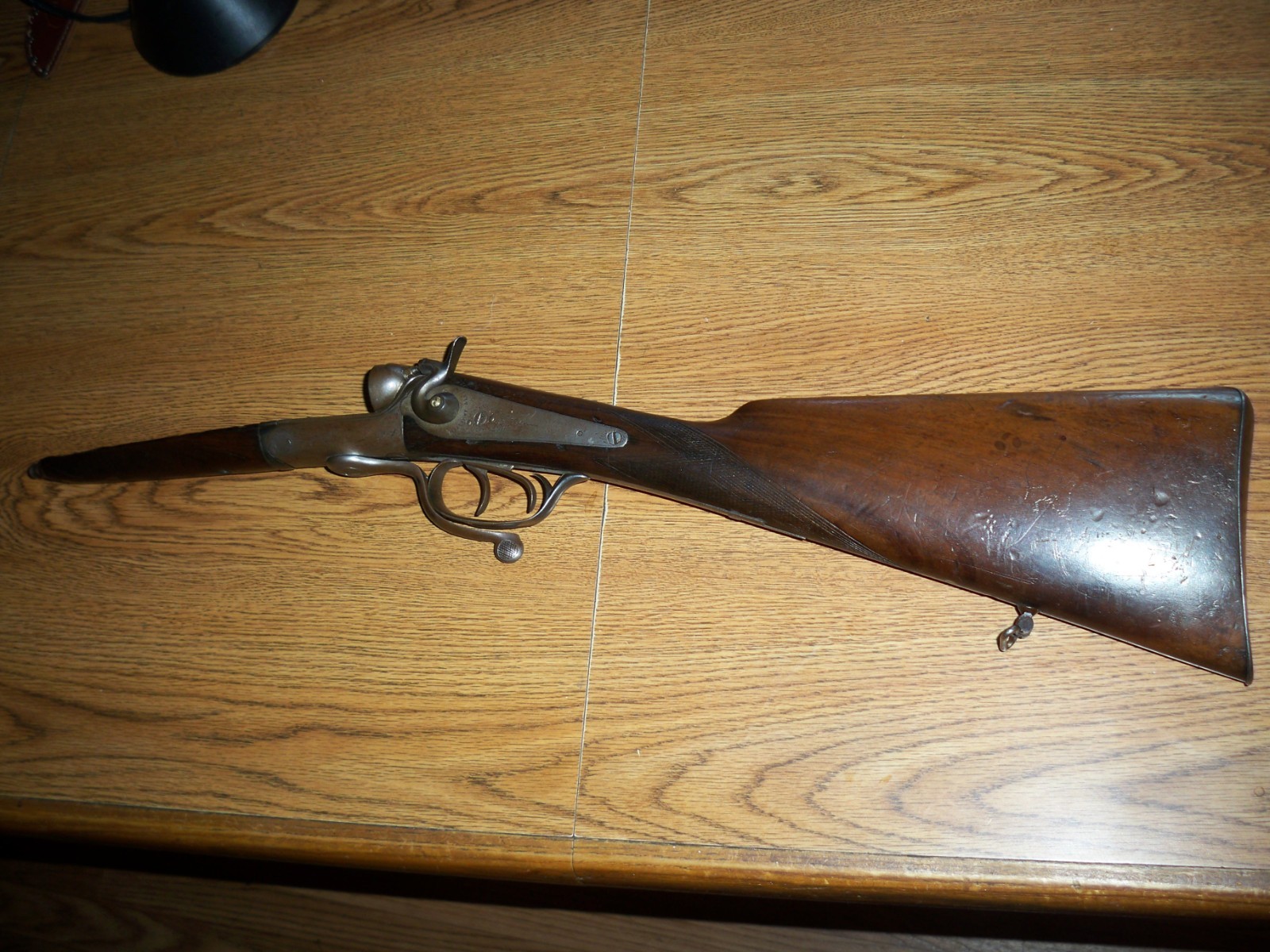 FRENCH 16 GA. DOUBLE BARREL FORE END, BUTT STOCK & LOCKS.