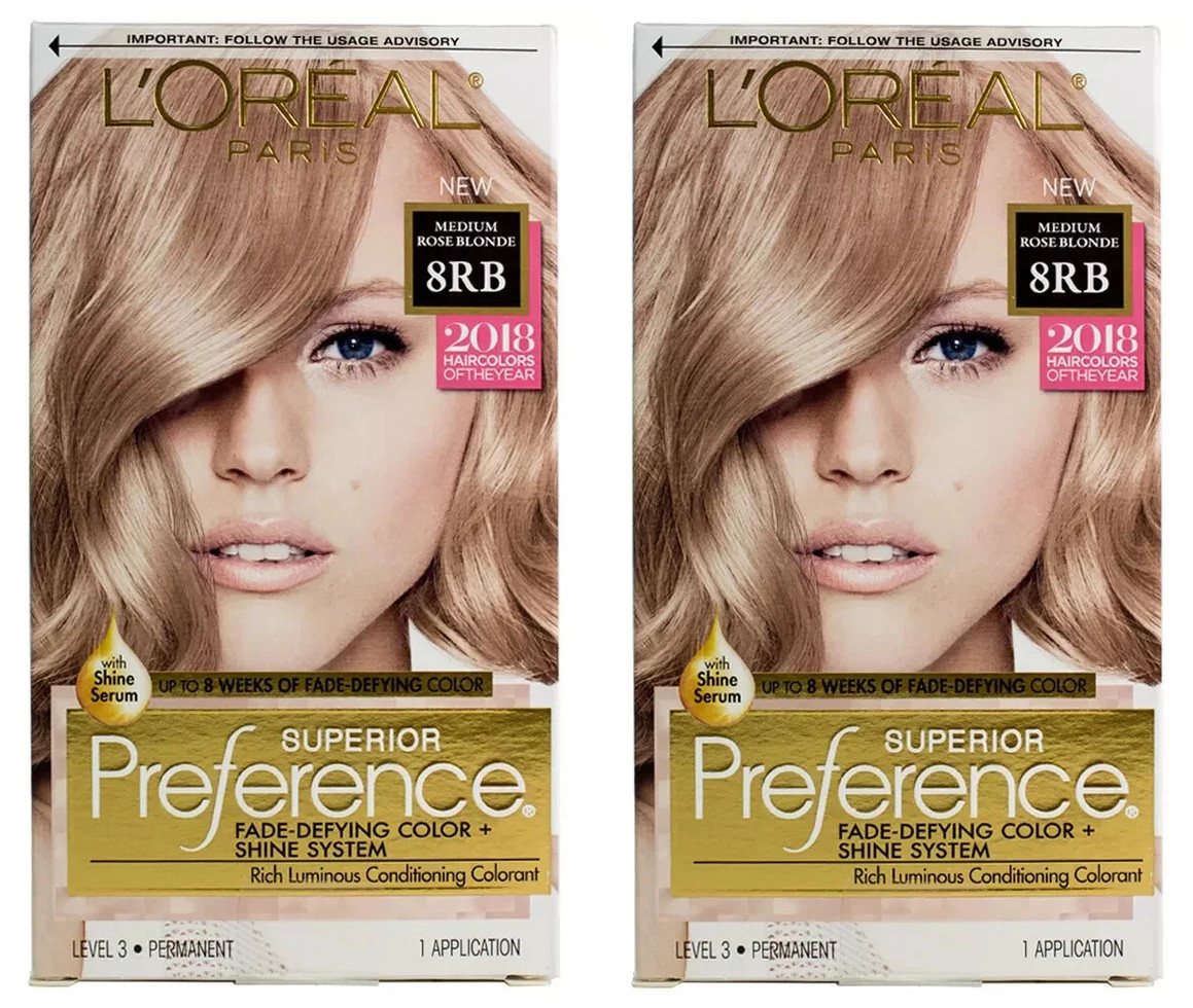 2 PACK L\'Oréal Superior Preference Fade Defying Color 8RB Medium Rose Blonde