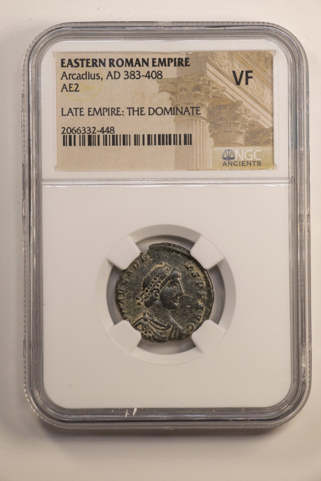 Roman Emperor Arcadius AE2 Coin AD 383-408 NGC VF 