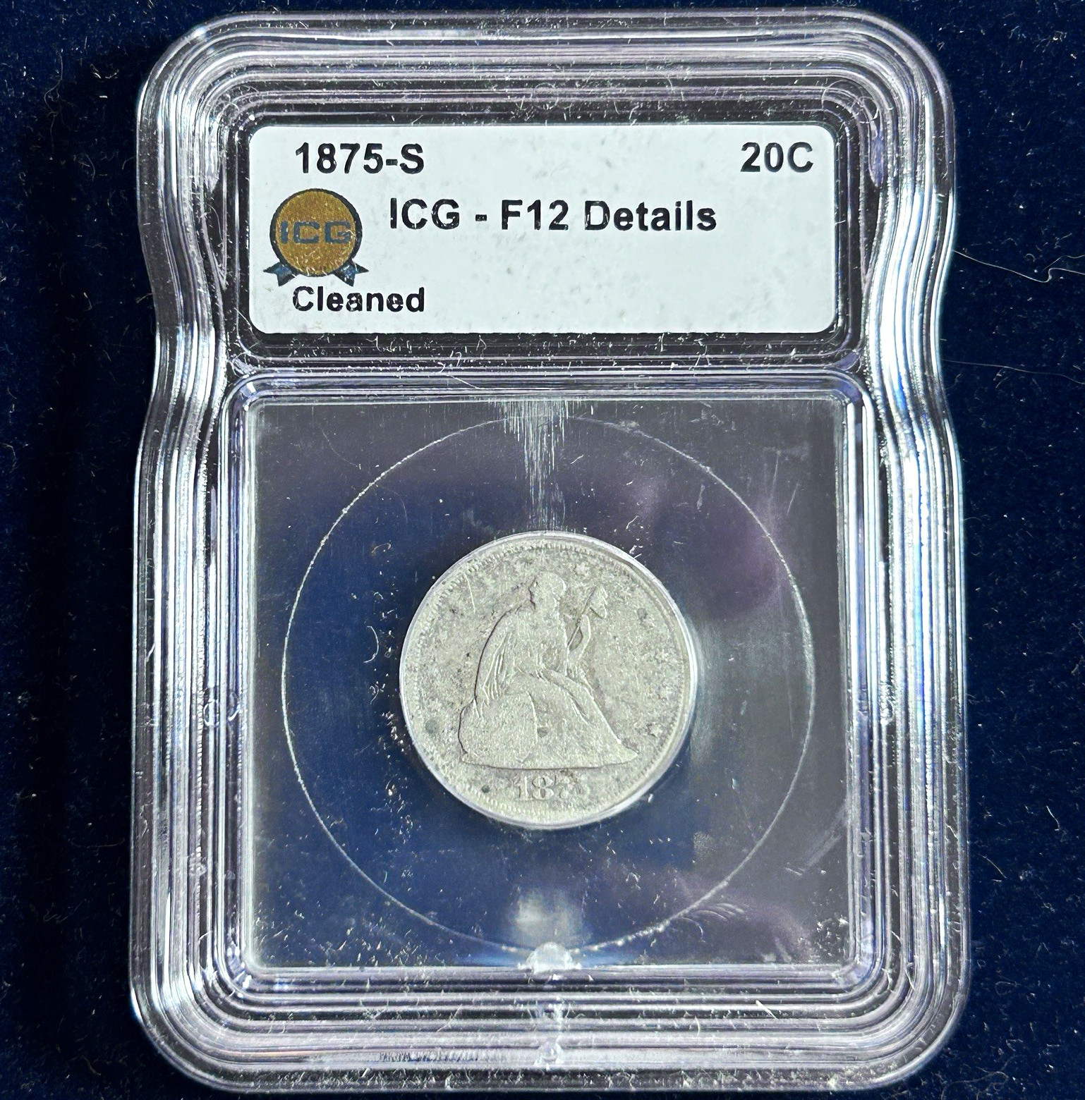 1875-S US 20C Twenty Cent Piece ICG F12 Details Cleaned 1875-S US 20C Twenty Cent Piece ICG F12 Details Cleaned