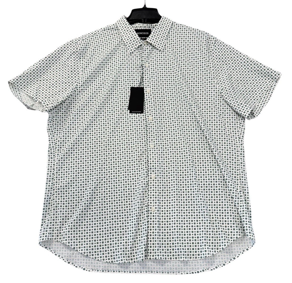 NEW Bonobos Men\'s Slim Fit SS Geo Print Button Up Shirt White Size Small NWT NEW Bonobos Men\'s Slim Fit SS Geo Print Button Up Shirt White Size Small NWT
