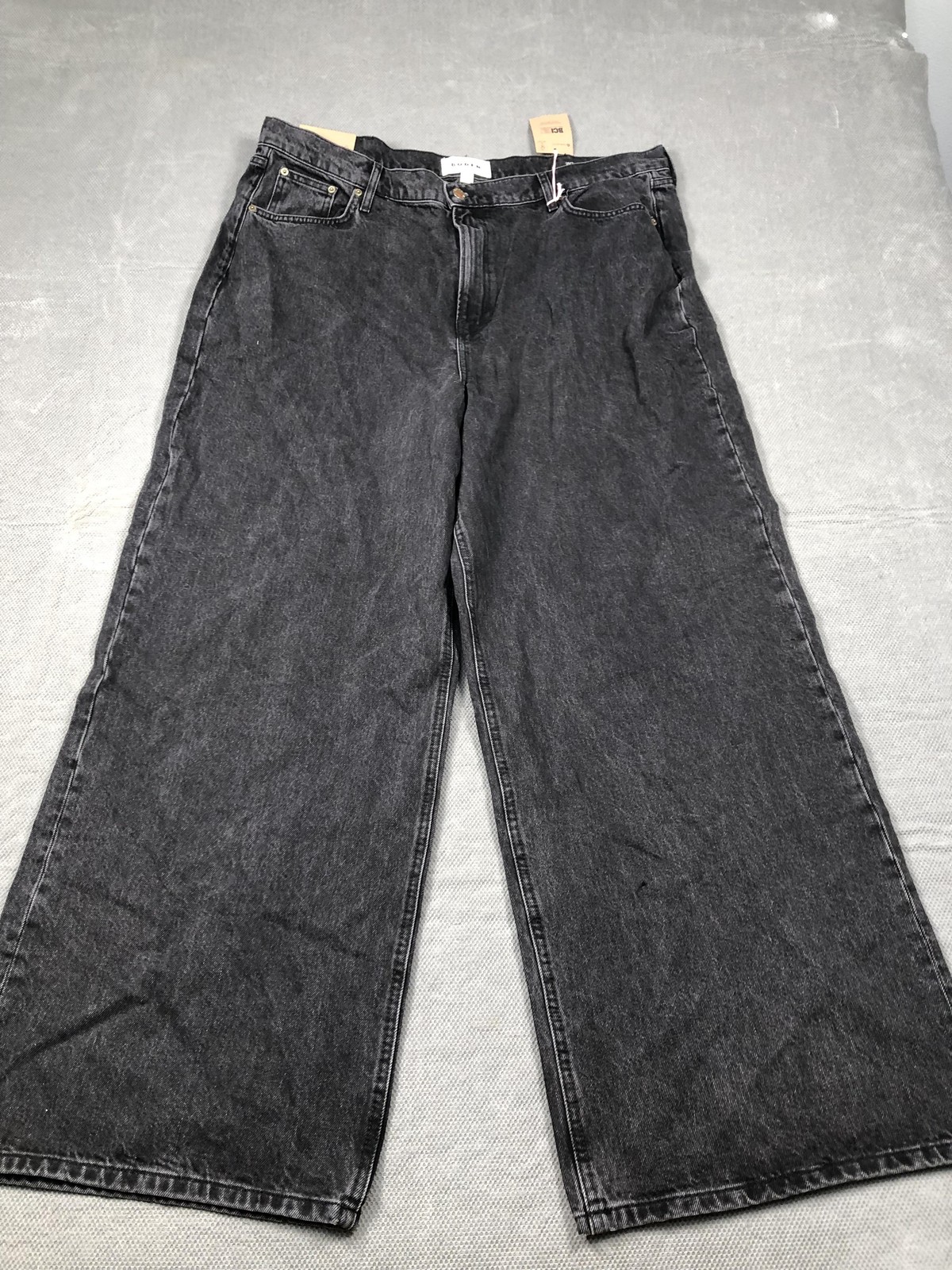 Boden Jeans Womens 34x34 Black Wide Leg Mid Rise Charcoal Wash Denim Casual NWT