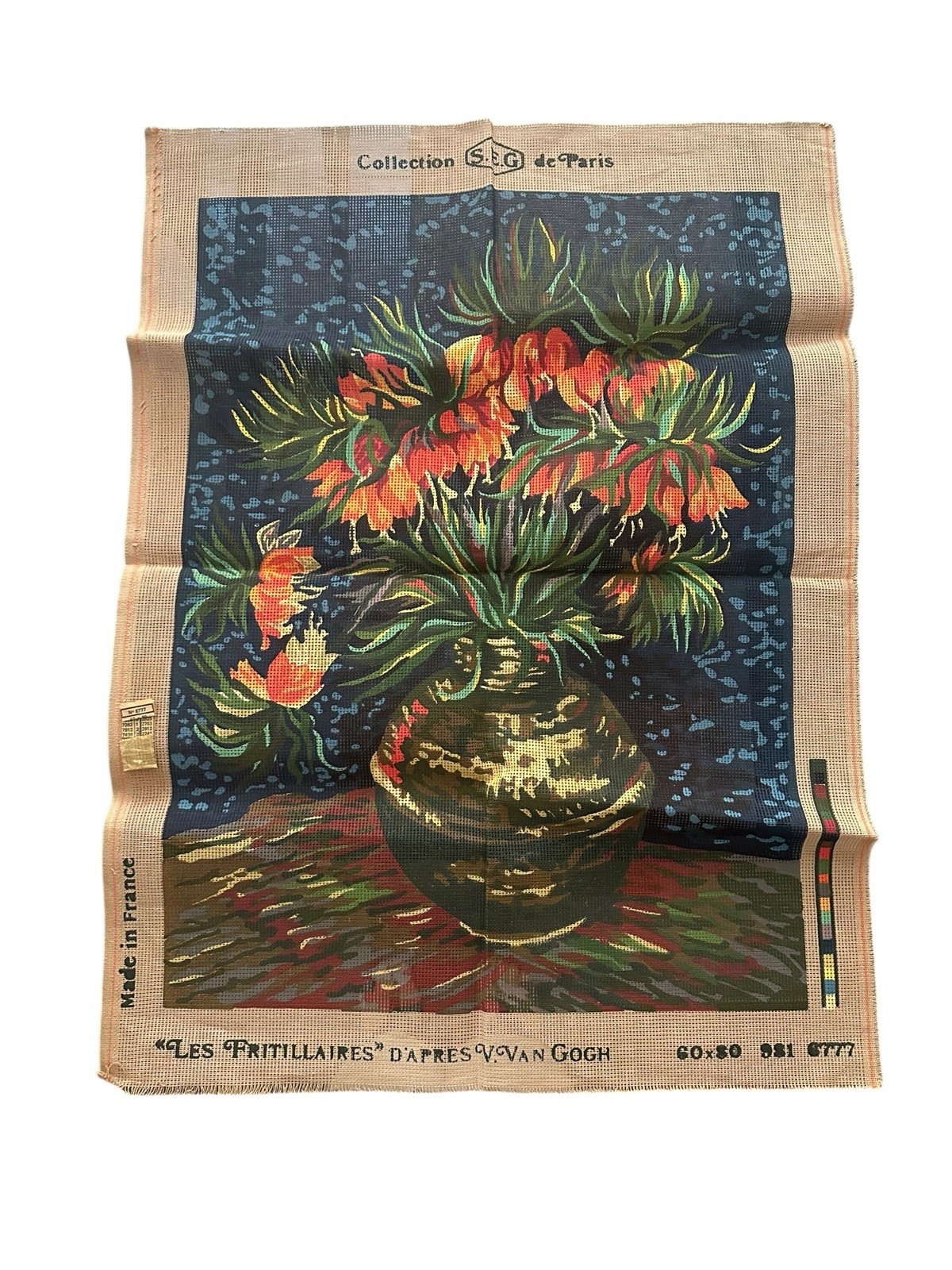 Vincent Van Gogh 1887 Les FRITILLARIES Flowers Needlepoint Canvas France 60x80 Vincent Van Gogh 1887 Les FRITILLARIES Flowers Needlepoint Canvas France 60x80