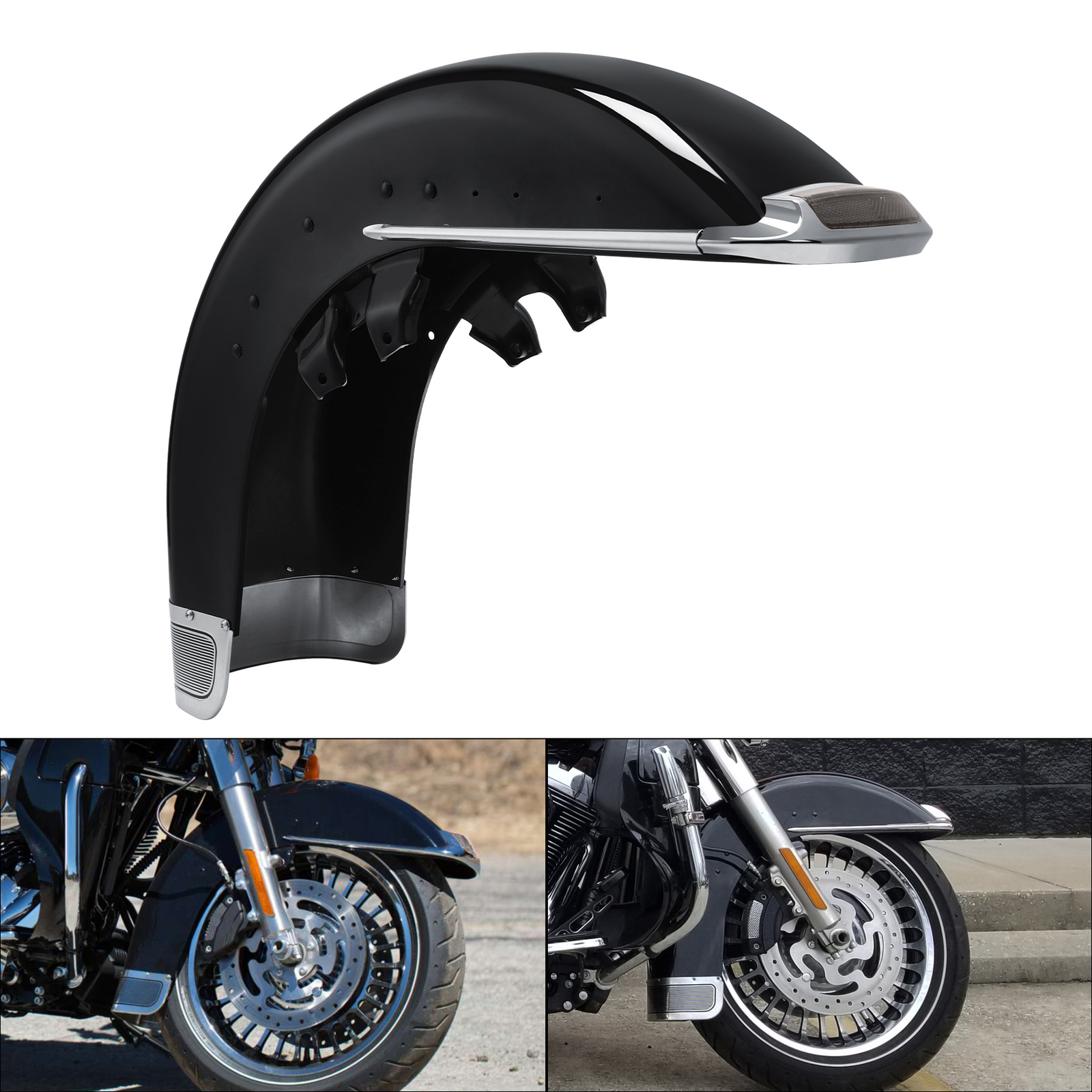 Fit For Harley Electra Glide Ultra 1989-2013 Front Fender Assembly Vivid Black