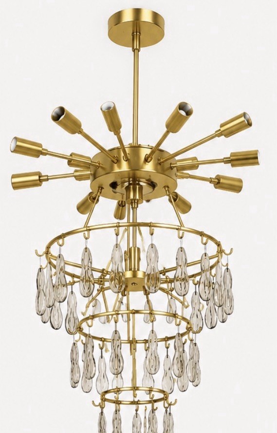 20” Gold Crystal Chandelier Modern Luxury 3-Tier Pendant Ceiling Light Fixture