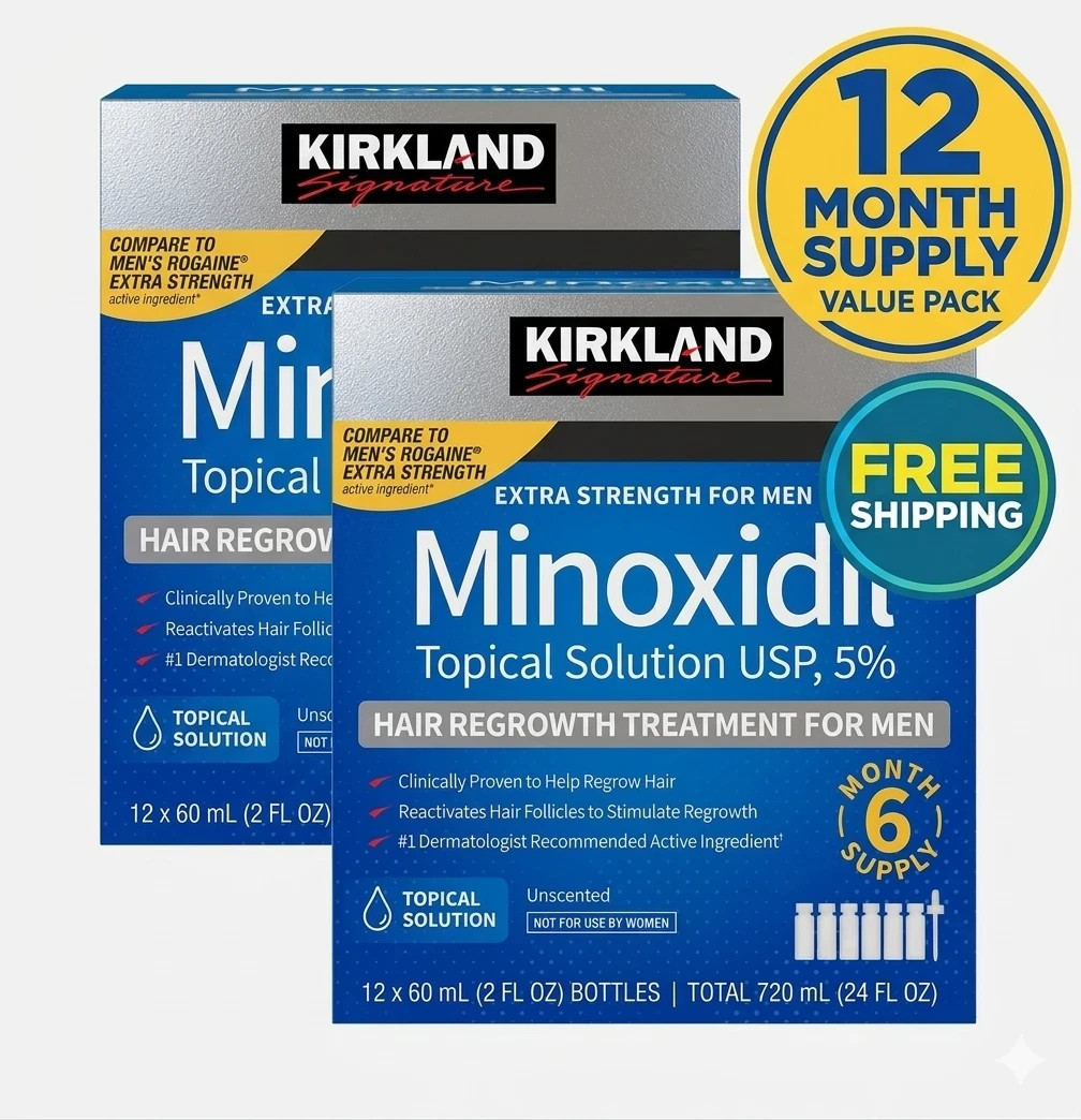 Kirkland Extra Strength Men Hair Regrowth Solution Minoxidil 5% 12 Month Supply Kirkland Extra Strength Men Hair Regrowth Solution Minoxidil 5% 12 Month Supply