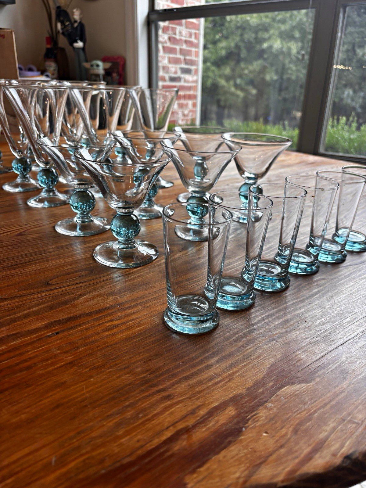 24-piece vintage mid-century modern Bryce Brothers Apollo Cerulean glassware set