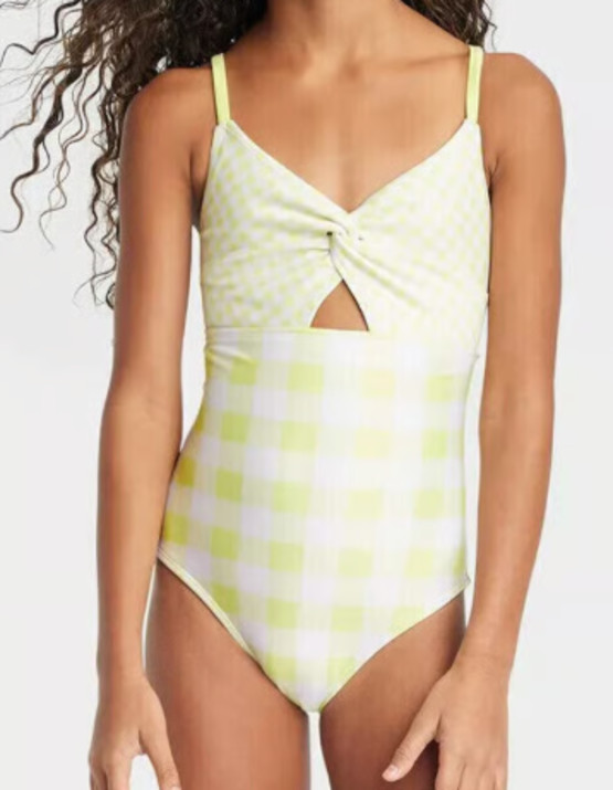 NEW Cat & Jack Girl\'s Twist Front One Piece Swimsuit Size Medium (8) NEW Cat & Jack Girl\'s Twist Front One Piece Swimsuit Size Medium (8)