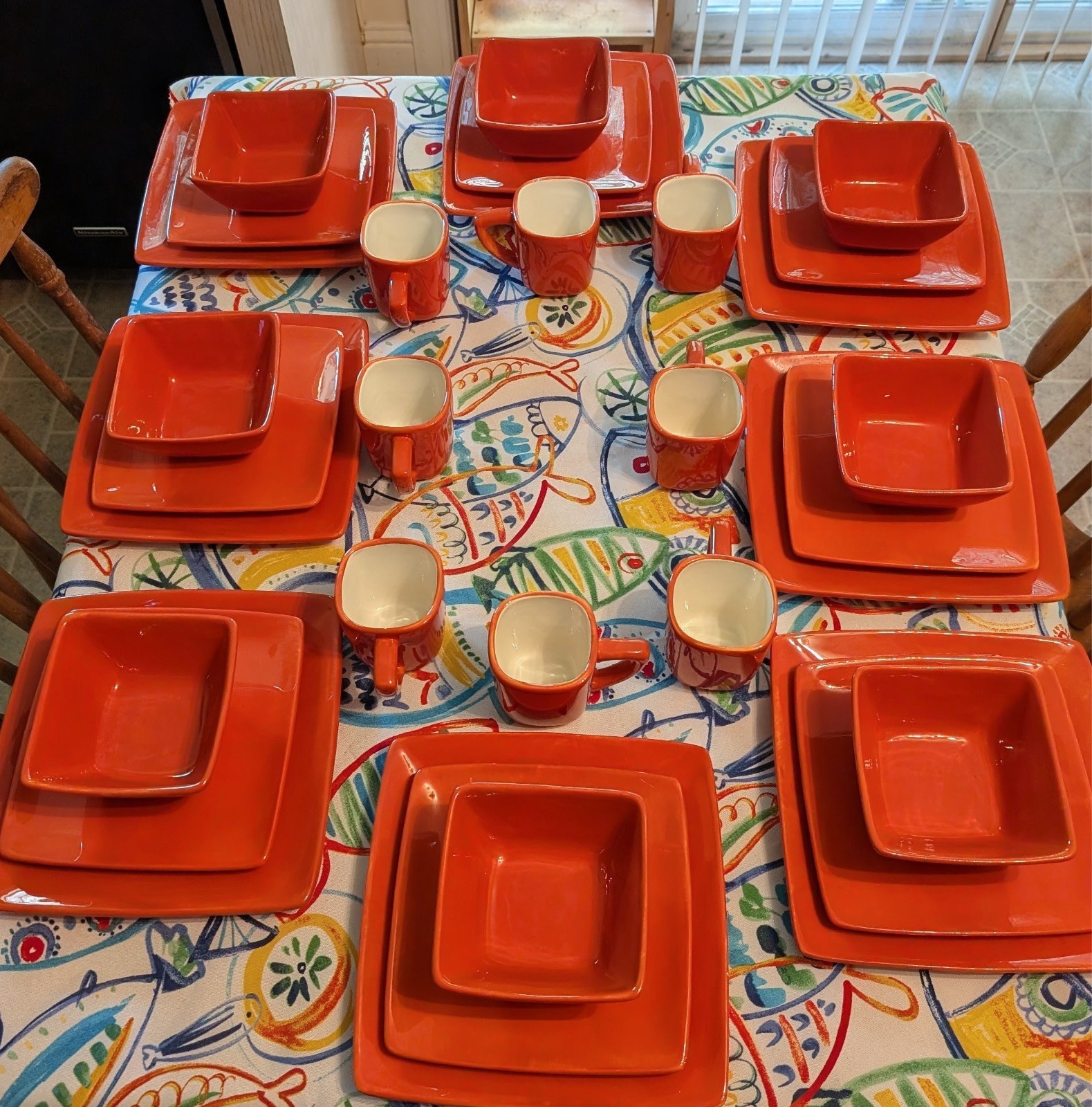 Casa Vero Stoneware service for 8 Fiesta Orange dinnerware by ACKUSA 32 pieces