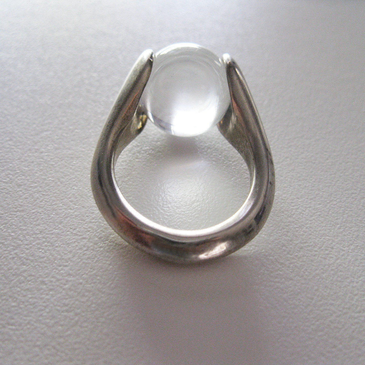 Vintage Pools of Light  Rock Quarzt Sterling Modernist Ring