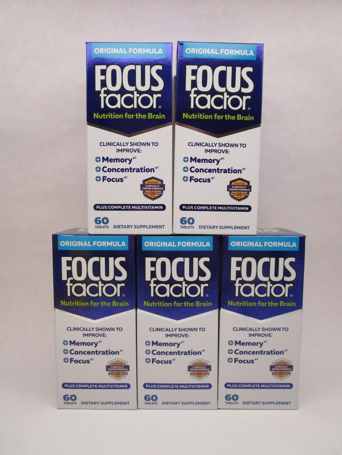5 x Focus Factor Original Formula Multivitamin Brain Health 60 Count Bottle 2/28 5 x Focus Factor Original Formula Multivitamin Brain Health 60 Count Bottle 2/28