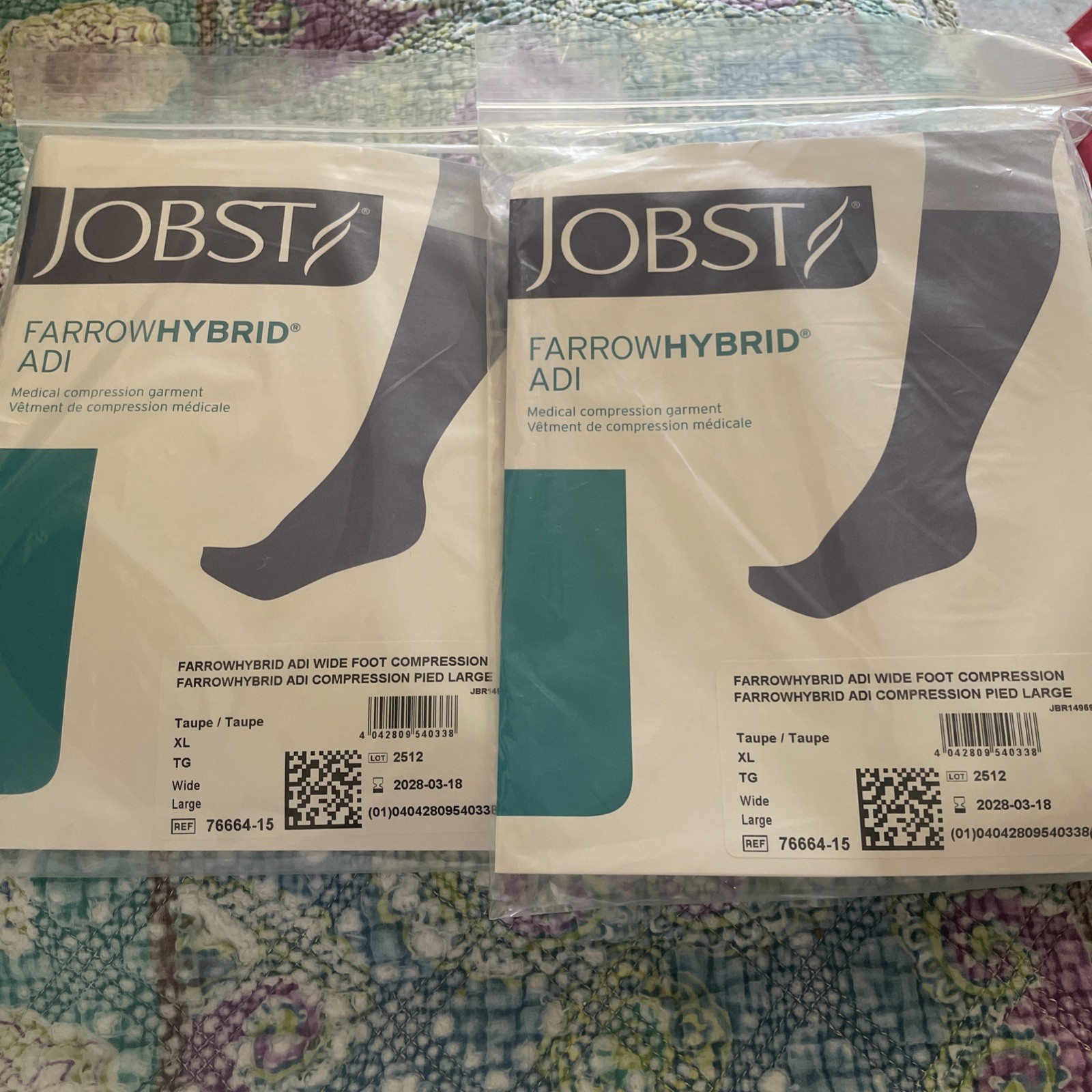 Jobst FarrowHybrid ADI Foot Compression  Taupe  XL Standard New Lot of 2