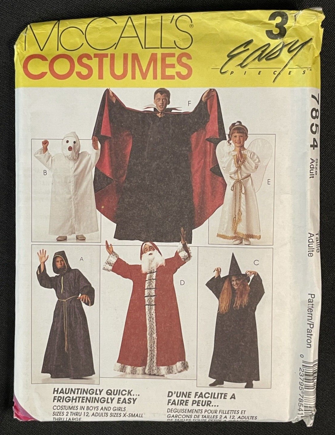 1990's McCall's Adults' Halloween Costumes Pattern 7854 Size XS-L UNCUT 1990's McCall's Adults' Halloween Costumes Pattern 7854 Size XS-L UNCUT