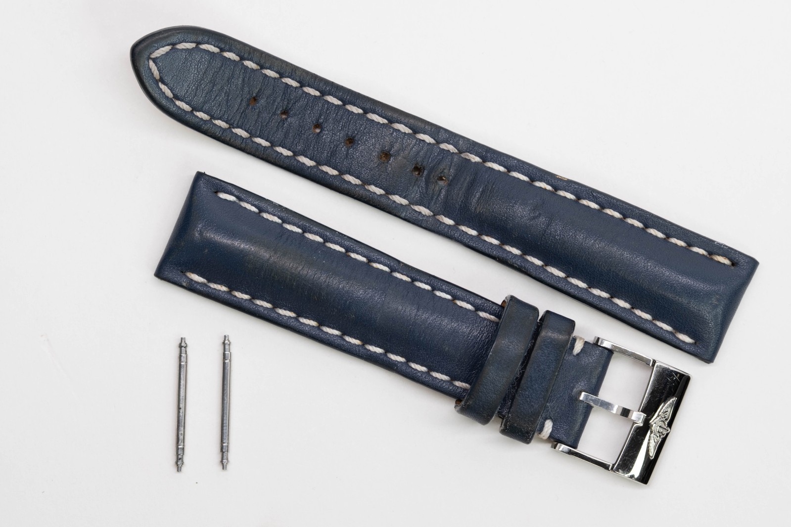 Breitling Blue Calfskin Leather Strap 20-18 113X 18mm Tang A18BA.1 & Spring Bars