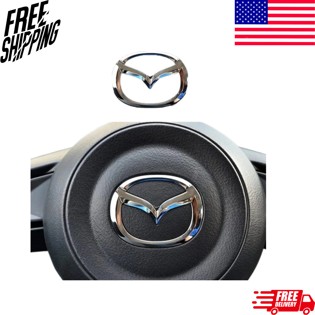 -For Mazda 3 6 CX-3/CX-5 CX-9 Chrome Silver Car Steering Wheel Emblem Badge NEW