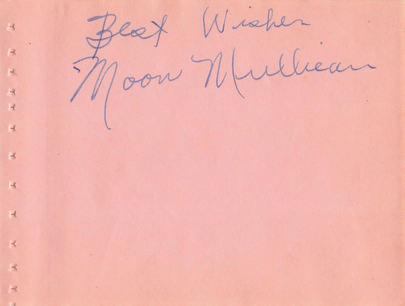 Moon Mullican WSM Grand Ole Opry 4.5x6 Autograph Page Country Music Moon Mullican WSM Grand Ole Opry 4.5x6 Autograph Page Country Music