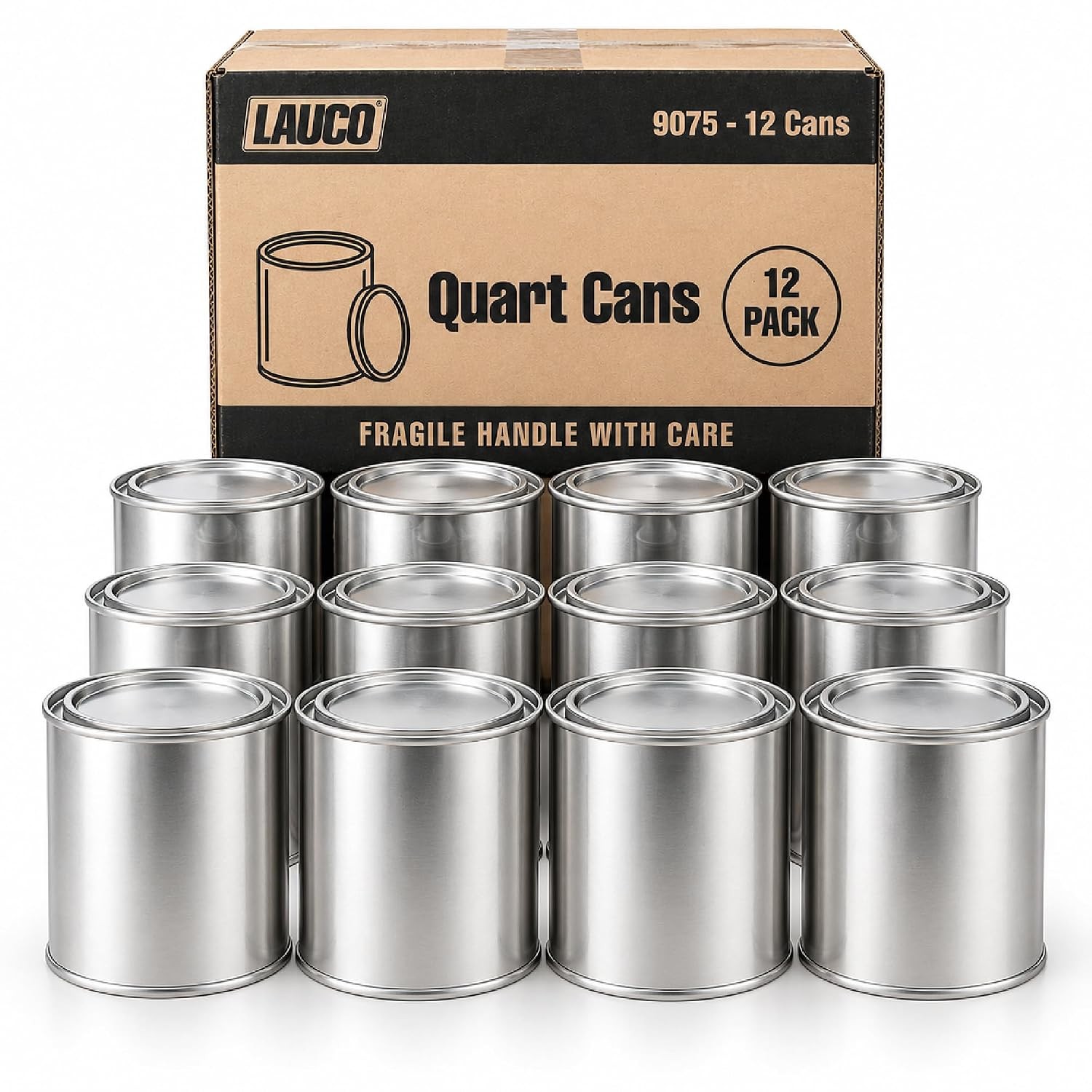 LAUCO Empty Paint Cans with Lids – 32 oz Quart Metal Paint Cans, 12 Pack LAUCO Empty Paint Cans with Lids – 32 oz Quart Metal Paint Cans, 12 Pack