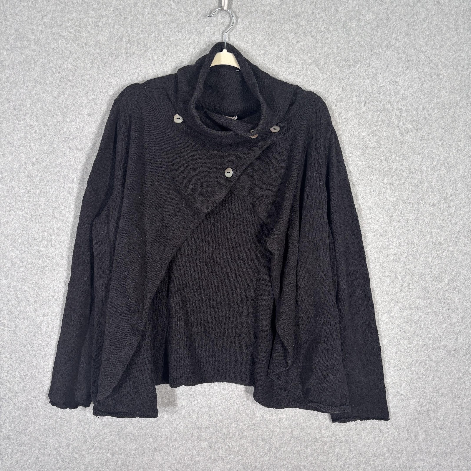 J Jill Asymmetric Cardigan Large Cowl Convertible Artsy Lagenlook Nubby Boucle