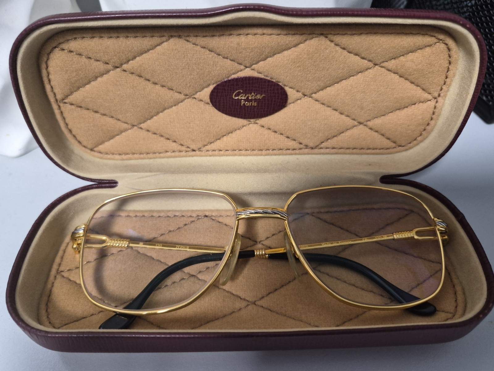 Vintage Fred Zephir Eyeglasses Gold Silver Tone France 54-17 130 Cartier Case