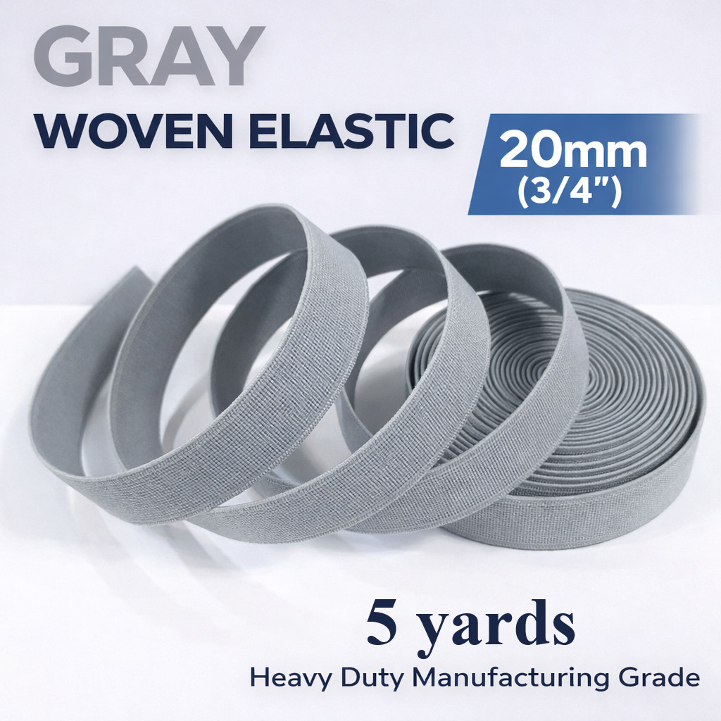 Gray Woven Elastic Band 20mm (3/4\