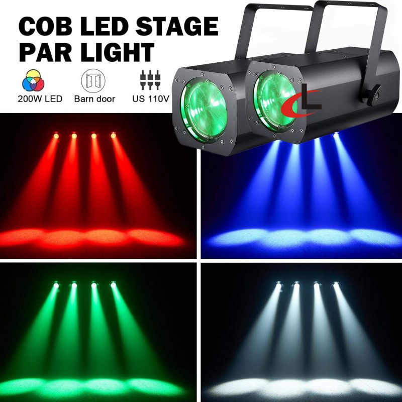 2PCS 200W RGBW COB Zoom LED Par Light DMX Audience Blinder Stage Lighting Show