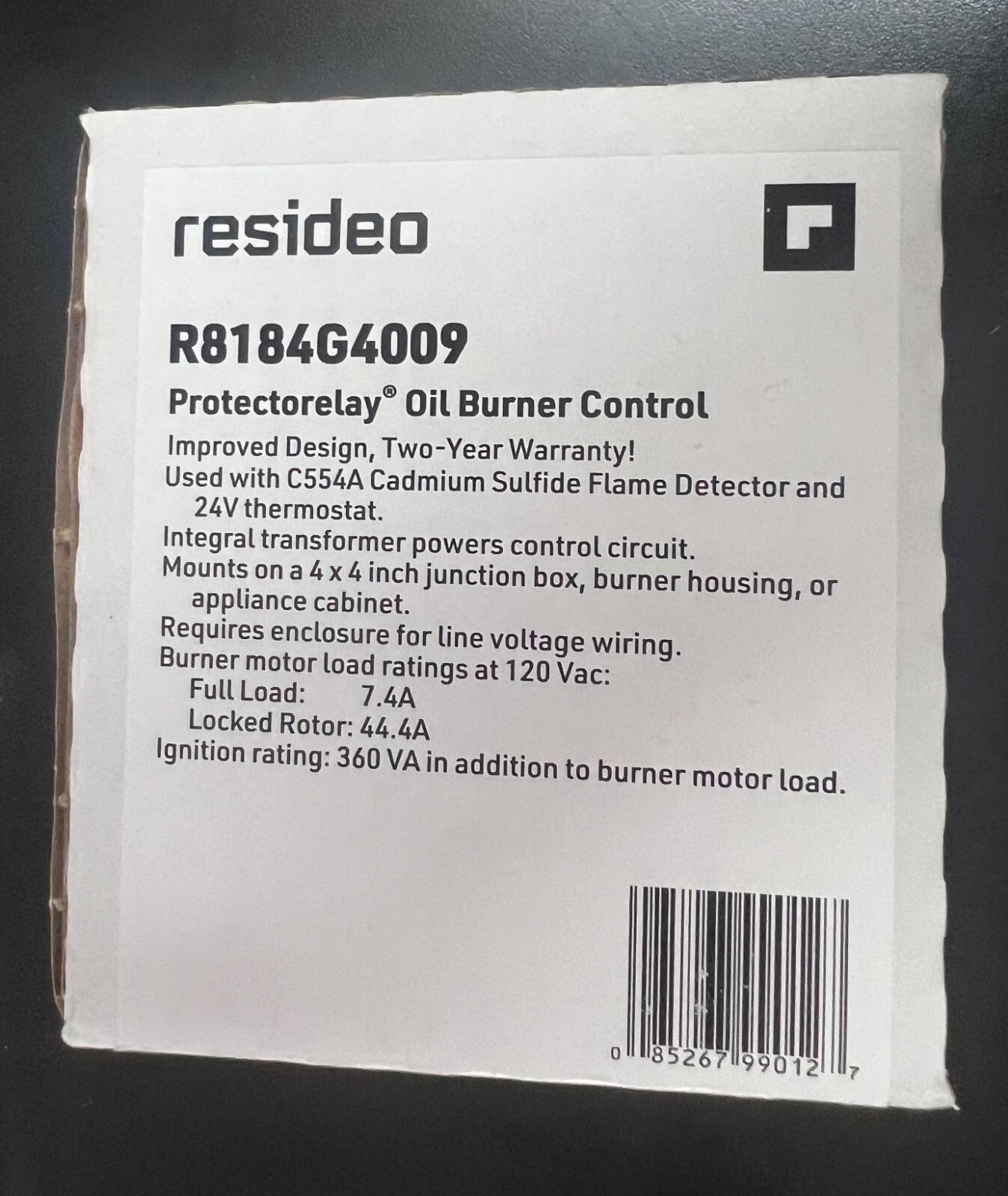 Resideo R8184G4009 Protectorelay Oil Burner Control 0127 Resideo R8184G4009 Protectorelay Oil Burner Control 0127