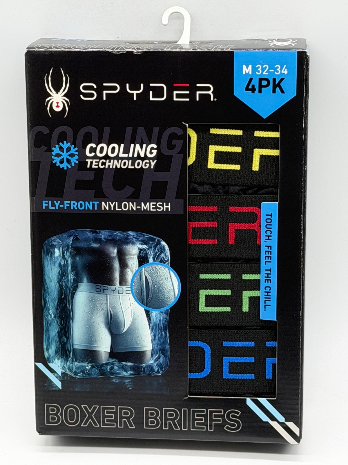 NEW 4 PACK SPYDER MENS FLY FRONT NYLON MESH COOLING TECHNOLOGY BOXER BRIEFS MED NEW 4 PACK SPYDER MENS FLY FRONT NYLON MESH COOLING TECHNOLOGY BOXER BRIEFS MED